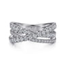 14K White Gold Diamond Criss Cross Ring - 1 ct