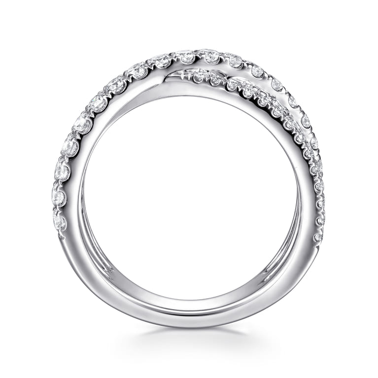 14K White Gold Diamond Criss Cross Ring - 1 ct - Shot 2