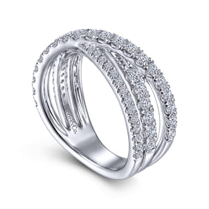 14K White Gold Diamond Criss Cross Ring