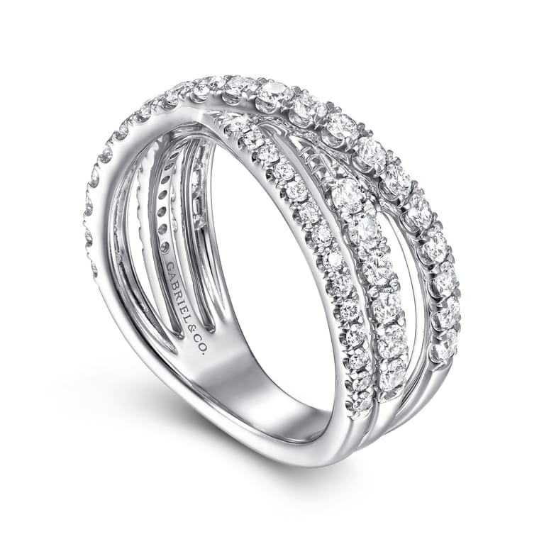 14K White Gold Diamond Criss Cross Ring - 1 ct - Shot 3