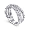 14K White Gold Diamond Criss Cross Ring - 1 ct