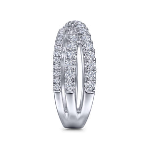 14K White Gold Diamond Criss Cross Ring