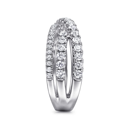 14K White Gold Diamond Criss Cross Ring