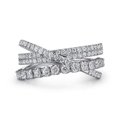 14K White Gold Diamond Criss Cross Ring