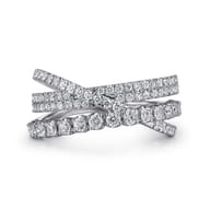 14K White Gold Diamond Criss Cross Ring