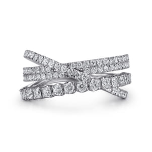 14K White Gold Diamond Criss Cross Ring
