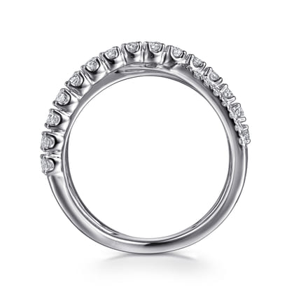 14K White Gold Diamond Criss Cross Ring