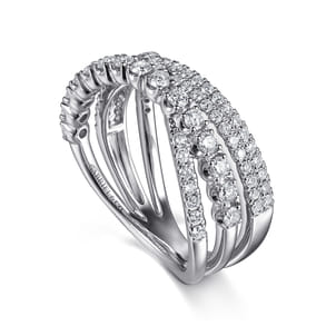 14K White Gold Diamond Criss Cross Ring