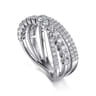 14K White Gold Diamond Criss Cross Ring - 0.75 ct