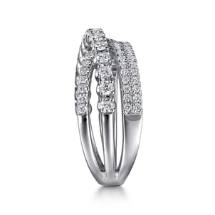 14K White Gold Diamond Criss Cross Ring