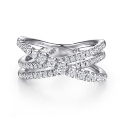 14K White Gold Diamond Criss Cross Ring