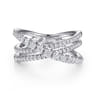 14K White Gold Diamond Criss Cross Ring - 0.5 ct