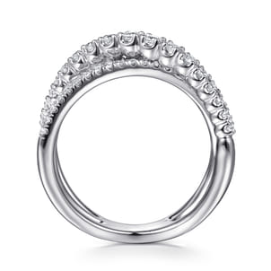 14K White Gold Diamond Criss Cross Ring
