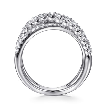 14K White Gold Diamond Criss Cross Ring