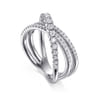 14K White Gold Diamond Criss Cross Ring - 0.5 ct