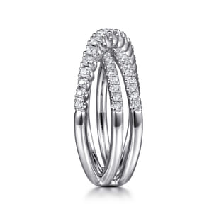 14K White Gold Diamond Criss Cross Ring