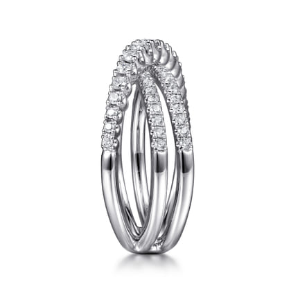 14K White Gold Diamond Criss Cross Ring
