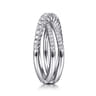 14K White Gold Diamond Criss Cross Ring - 0.5 ct