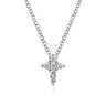 14K White Gold Diamond Cross Necklace - 0.11 ct