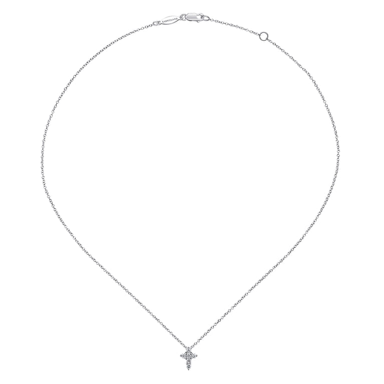 14K White Gold Diamond Cross Necklace - 0.11 ct - Shot 2