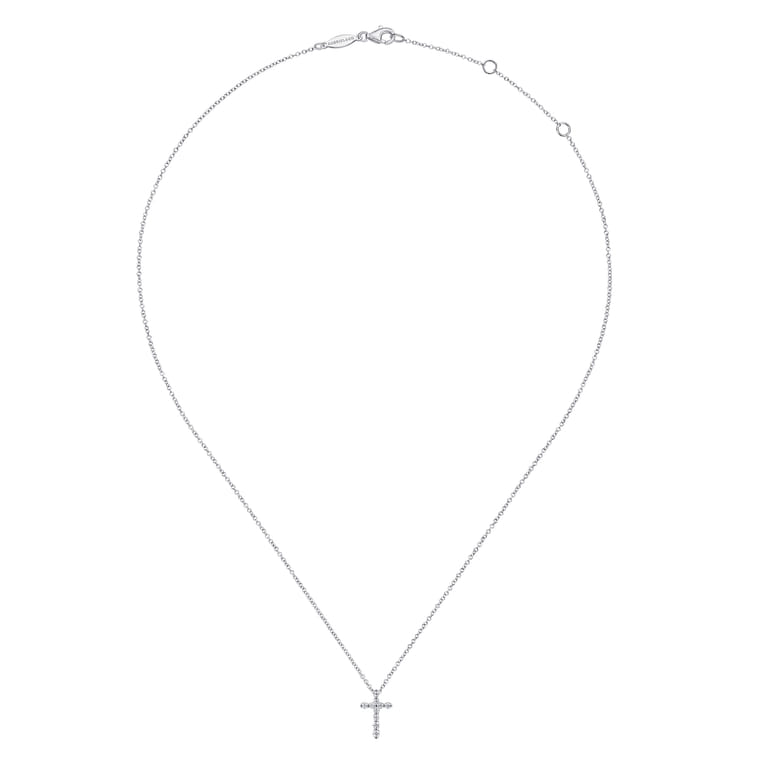 14K White Gold Diamond Cross Necklace - 0.16 ct - Shot 2