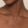 14K White Gold Diamond Cross Necklace - 0.16 ct