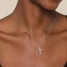 14K White Gold Diamond Cross Necklace - 0.4 ct
