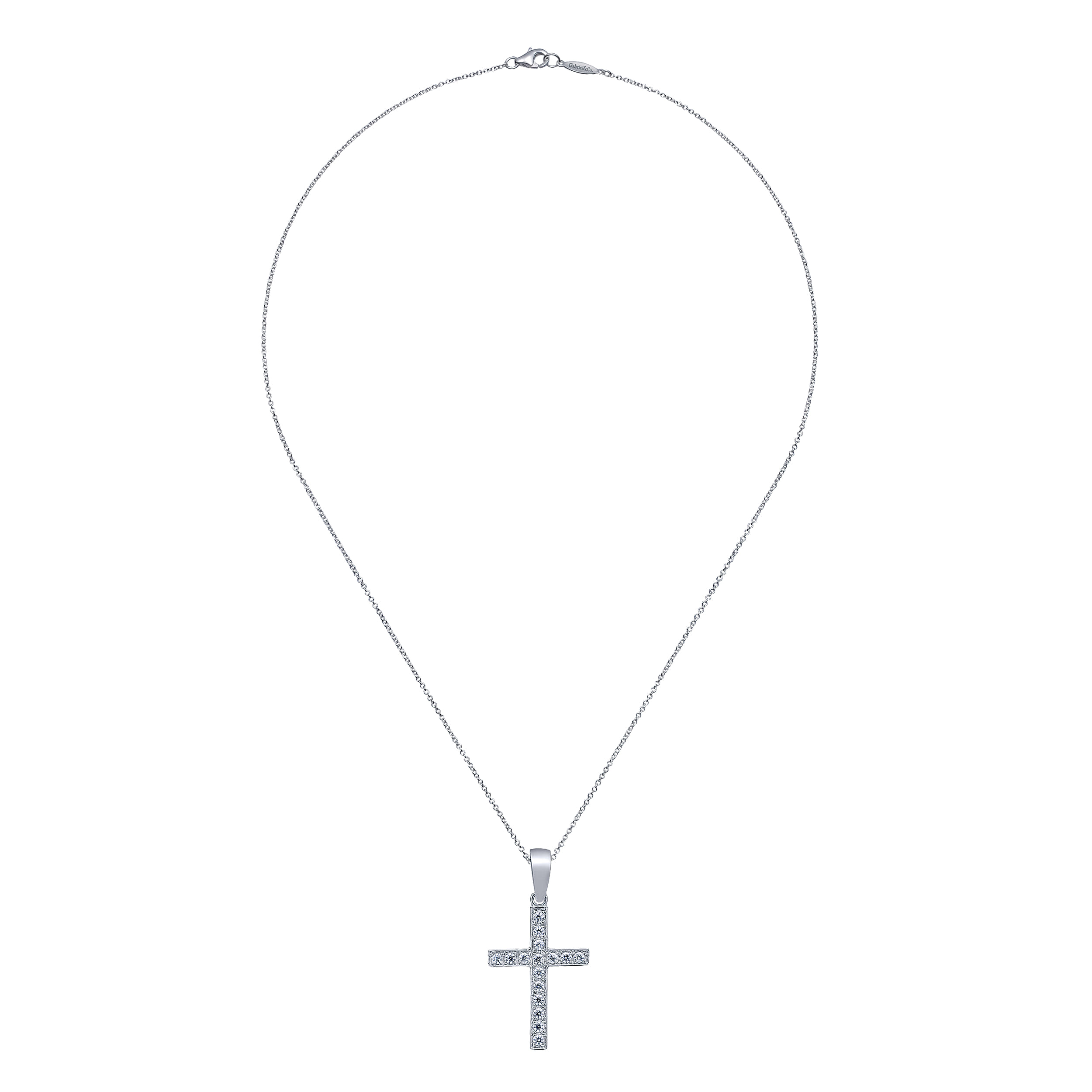 14K White Gold Diamond Cross Pendant Necklace - 0.11 ct - Shot 2