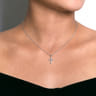 14K White Gold Diamond Cross Pendant Necklace - 0.11 ct