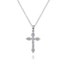 14K White Gold Diamond Cross Pendant Necklace - 0.6 ct