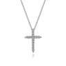 14K White Gold Diamond Cross Pendant Necklace - 0.3 ct