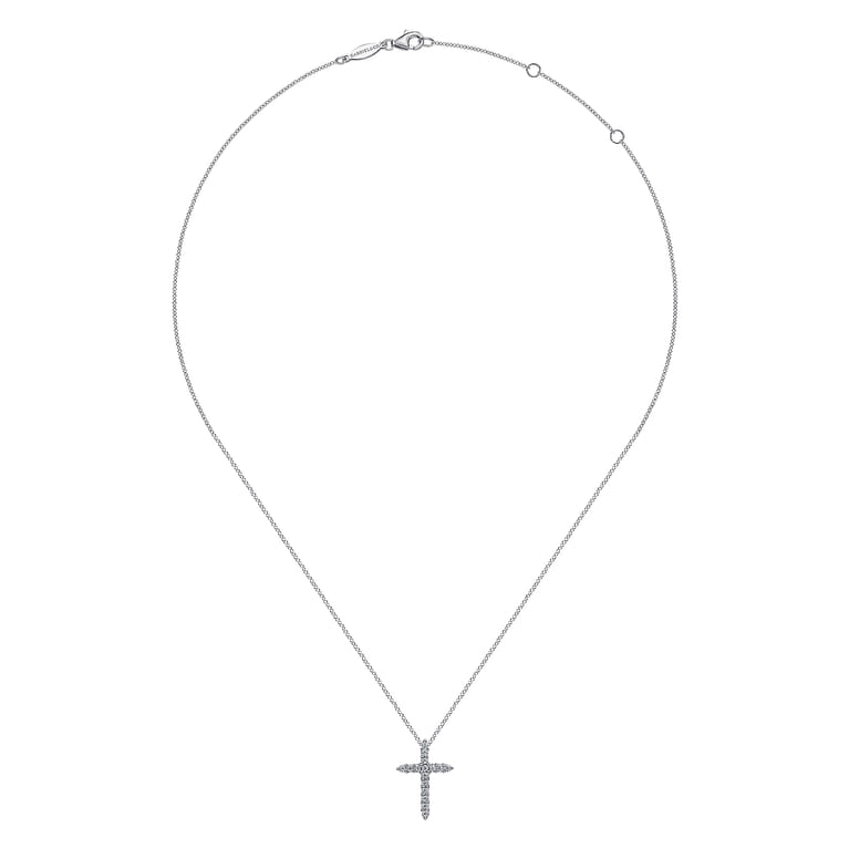 14K White Gold Diamond Cross Pendant Necklace - 0.3 ct - Shot 2