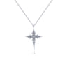 14K White Gold Diamond Cross Pendant Necklace - 0.2 ct