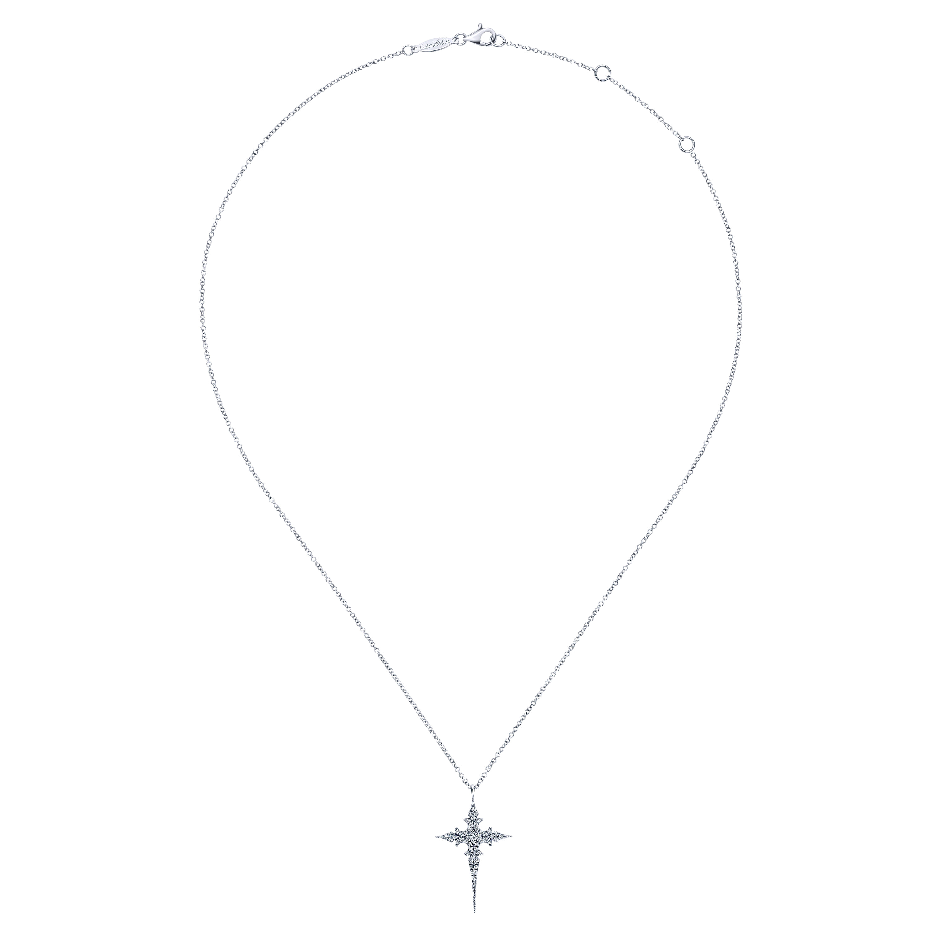 14k White Gold Pendant Kaslique Necklace. SKU: NK4875W45JJ