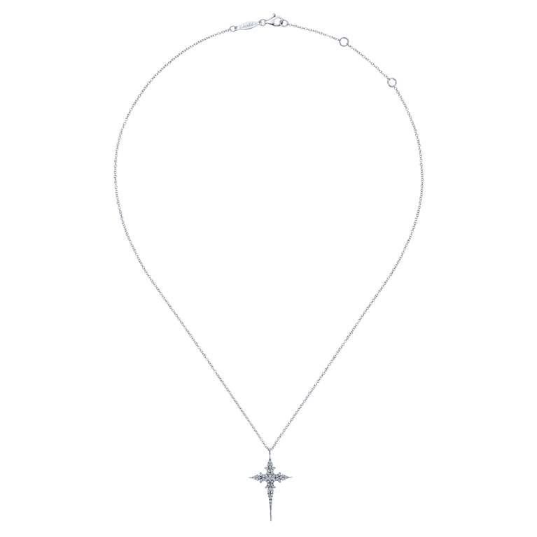 14K White Gold Diamond Cross Pendant Necklace - 0.2 ct - Shot 2