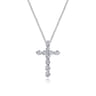 14K White Gold Diamond Cross Pendant Necklace - 0.75 ct