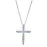 14K White Gold Diamond Cross Pendant Necklace - 0.51 ct