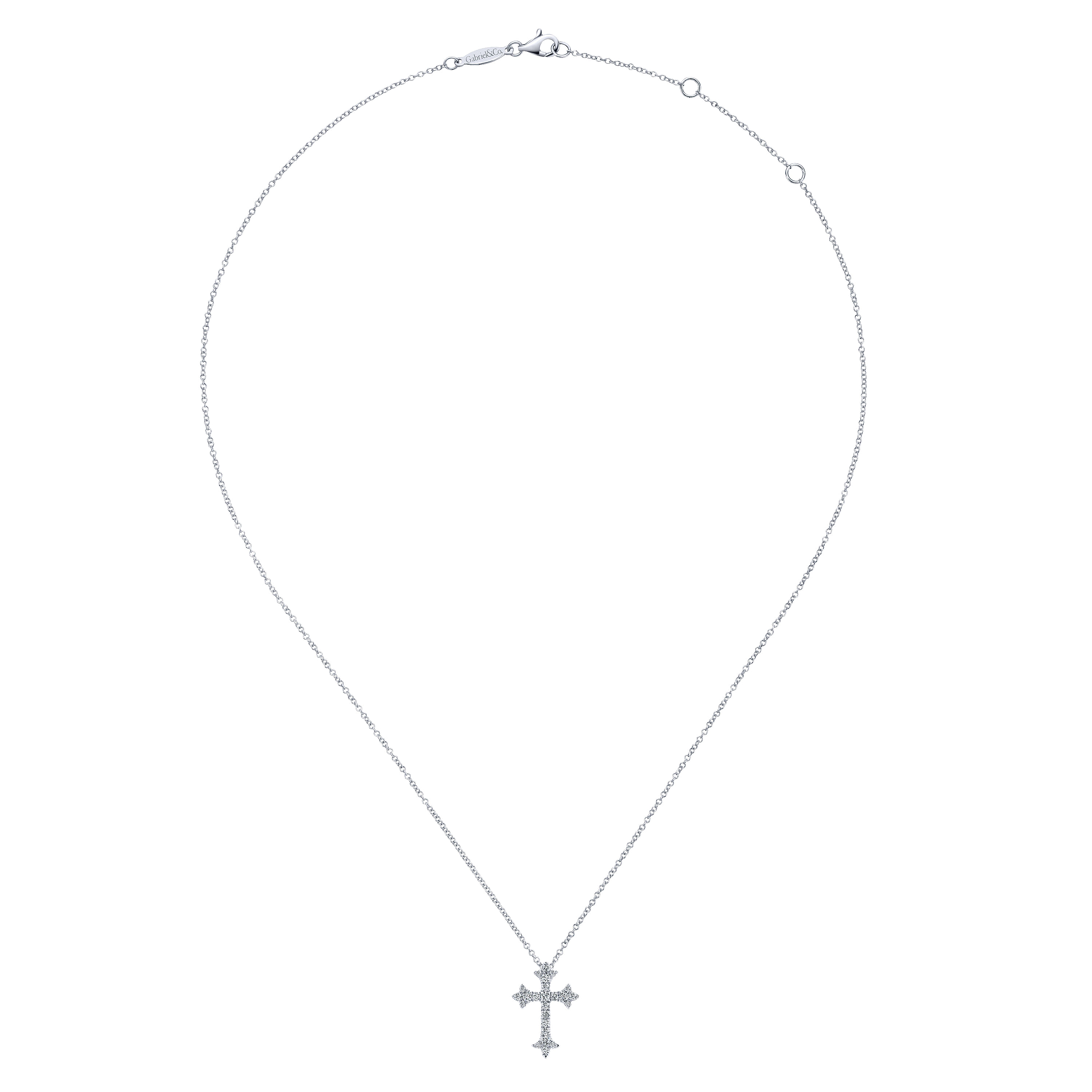 14K White Gold Diamond Cross Pendant Necklace @ $1375. Shop