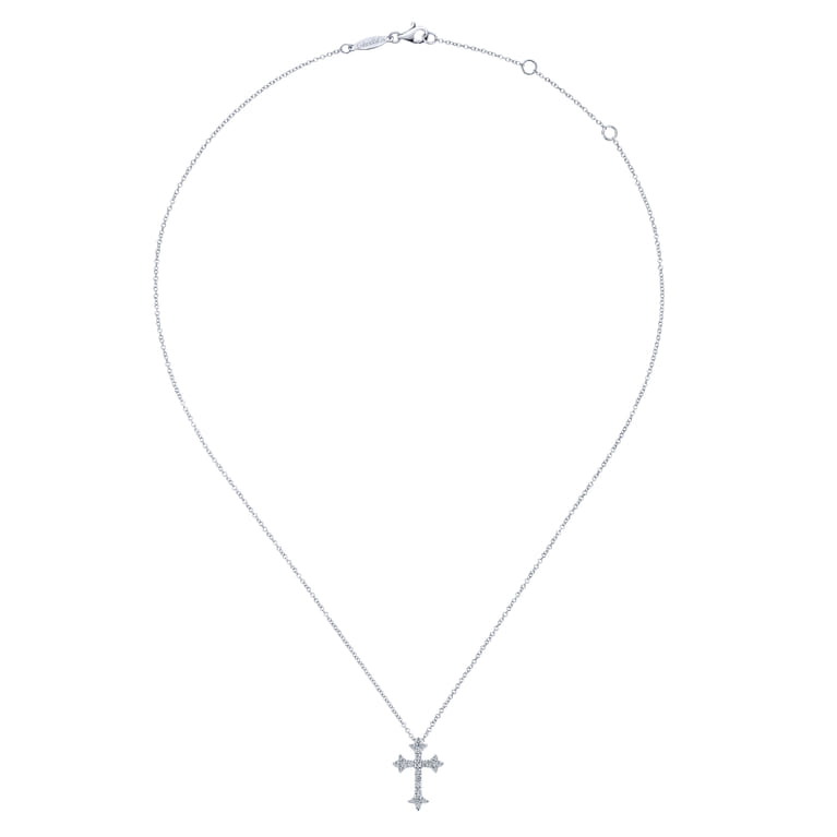 14K White Gold Diamond Cross Pendant Necklace - 0.3 ct - Shot 2