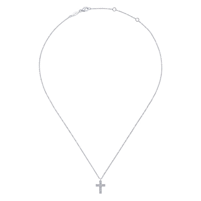 14K White Gold Diamond Cross Pendant Necklace - 0.17 ct - Shot 2
