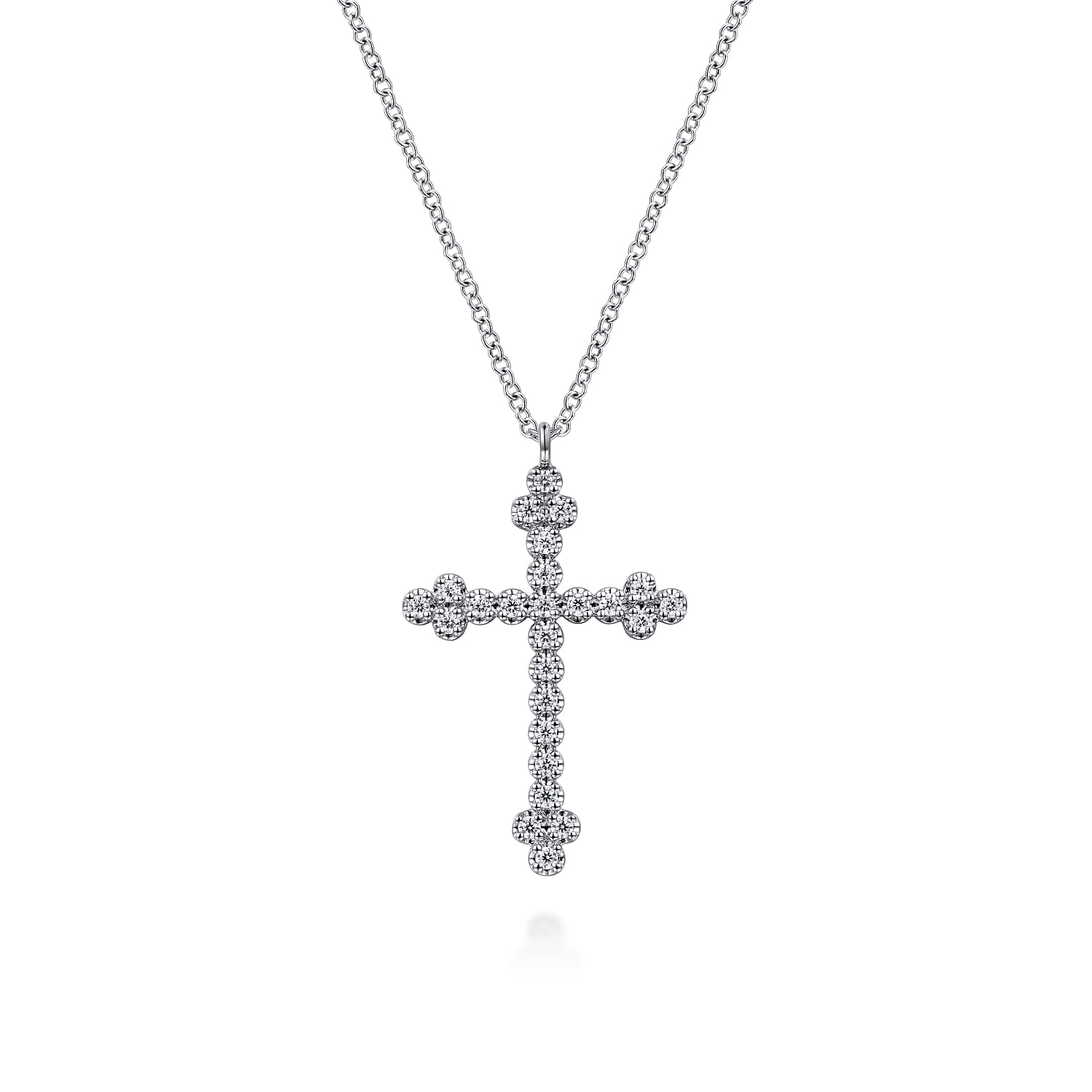 14K White Gold Diamond Cross Pendant Necklace - 0.25 ct - Shot 1