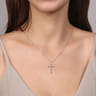 14K White Gold Diamond Cross Pendant Necklace - 0.25 ct