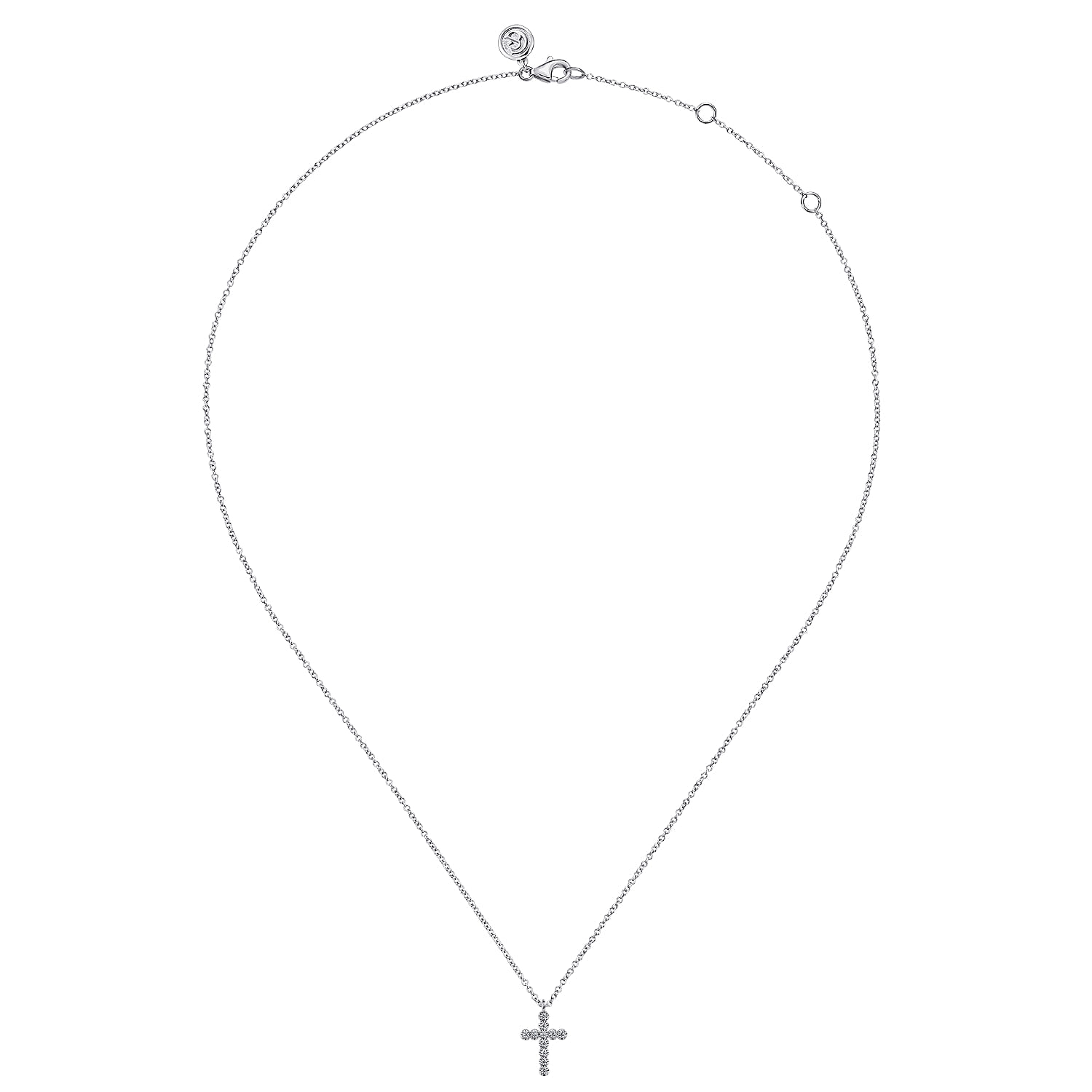 14K White Gold Diamond Cross Pendant Necklace - 0.11 ct - Shot 2