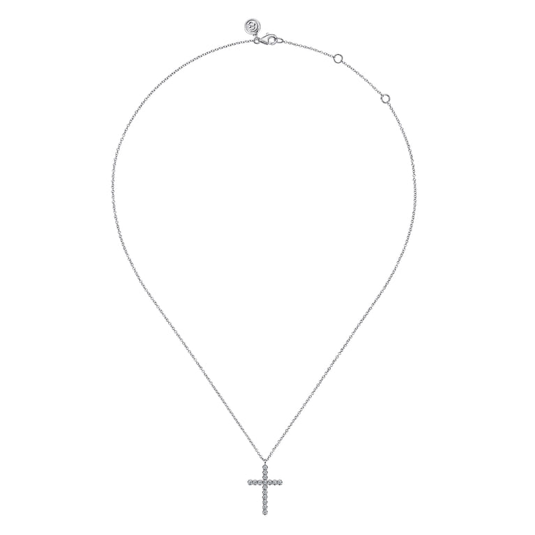 14K White Gold Diamond Cross Pendant Necklace - 0.24 ct - Shot 2