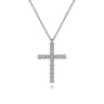 14K White Gold Diamond Cross Pendant Necklace - 0.55 ct