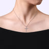 14K White Gold Diamond Cross Pendant Necklace - 0.55 ct