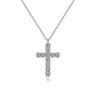 14K White Gold Diamond Cross Pendant Necklace - 0.55 ct