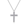 14K White Gold Diamond Cross Pendant Necklace - 0.8 ct