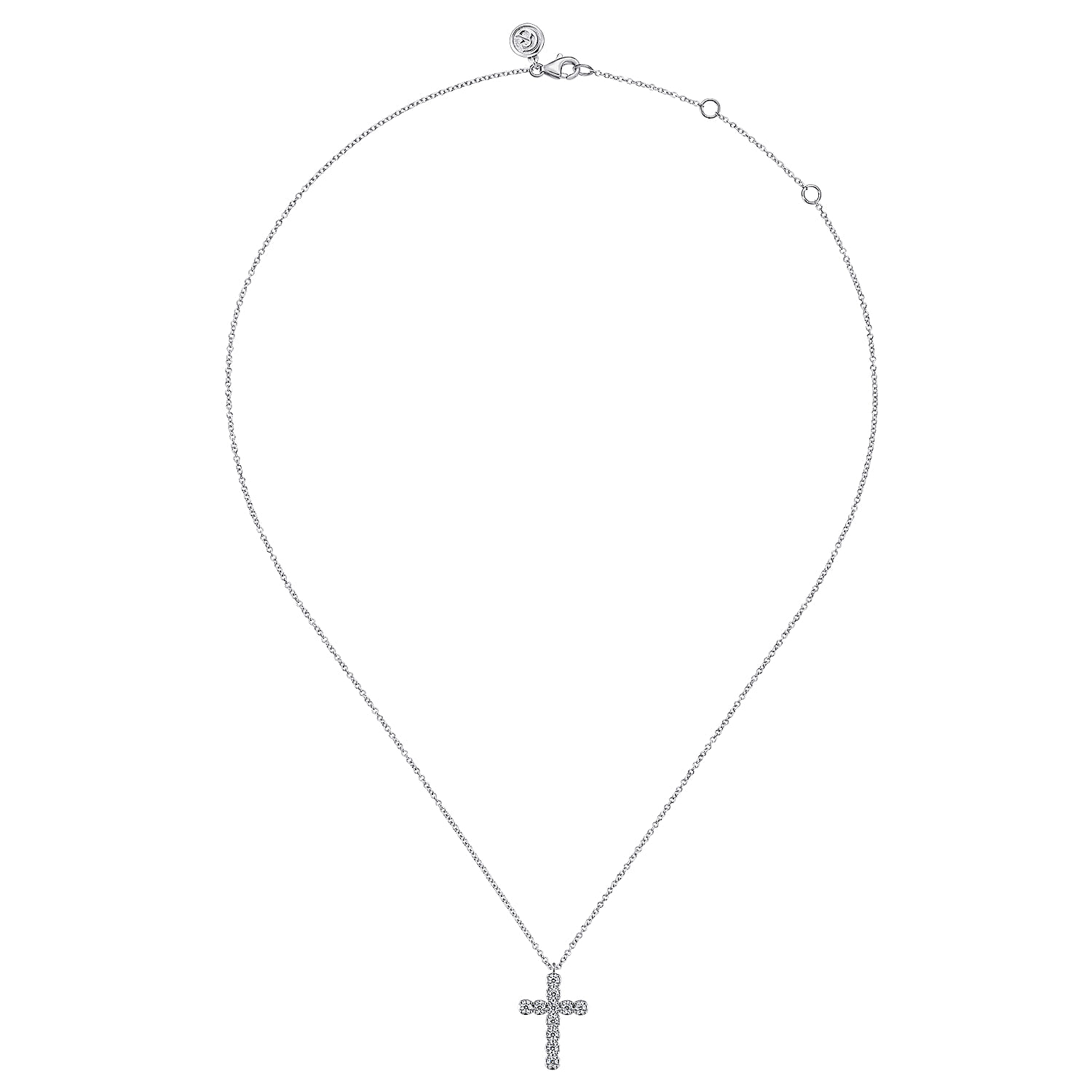 14K White Gold Diamond Cross Pendant Necklace - 0.8 ct - Shot 2