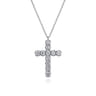 14K White Gold Diamond Cross Pendant Necklace - 1 ct